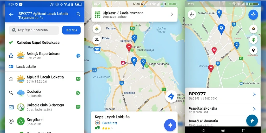 Tampilan utama BPO777 menampilkan peta real-time dan informasi lokasi.