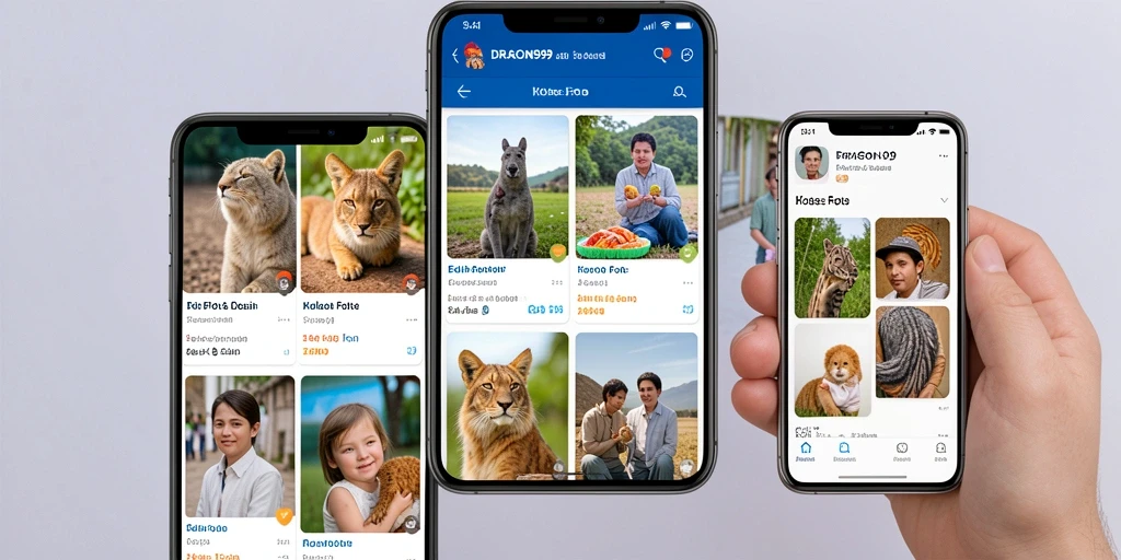 Antarmuka aplikasi DRAGON99 untuk membuat kolase foto.