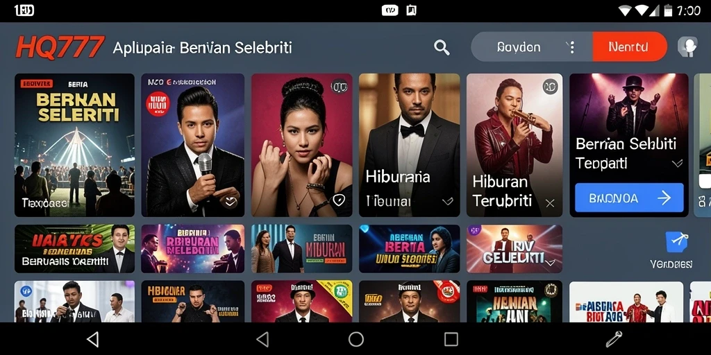 Antarmuka menarik dari aplikasi Hiburan Selebriti HQ777.