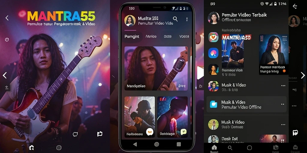Tampilan antarmuka aplikasi MANTRA55 saat memutar video offline.