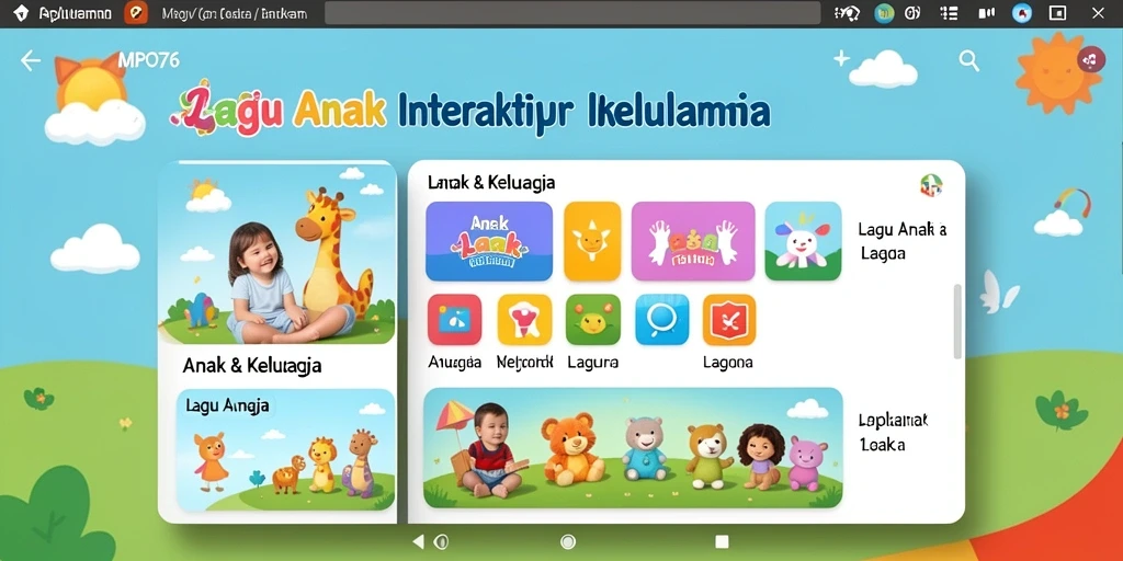 Antarmuka MPO76 menampilkan lagu anak yang ceria dan interaktif.