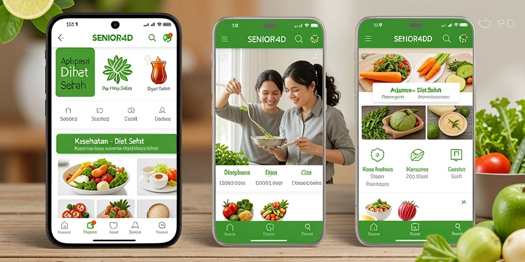Antarmuka SENIOR4D yang intuitif dan menarik untuk Diet Sehat.
