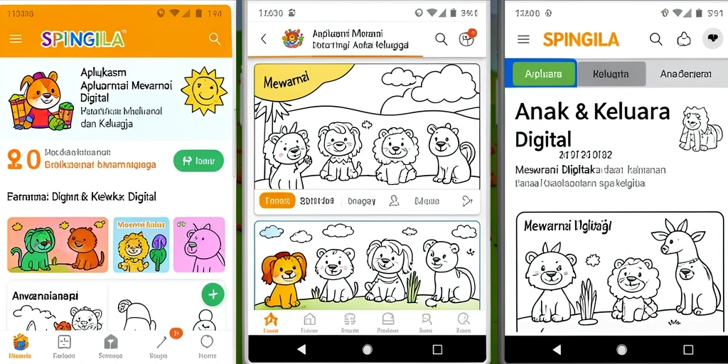Tampilan antarmuka SPINGILA yang menarik dan ramah anak.