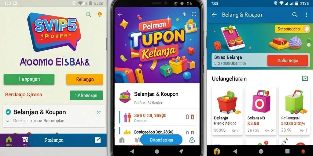 Antarmuka pengguna SVIP5 yang menarik dengan berbagai kupon belanja.
