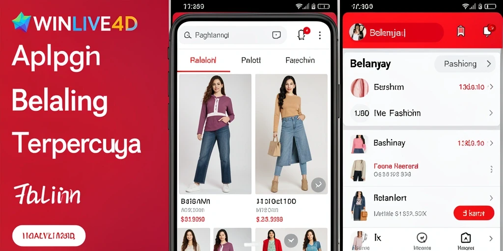 Antarmuka aplikasi WINLIVE4D menampilkan berbagai kategori fashion dengan jelas.